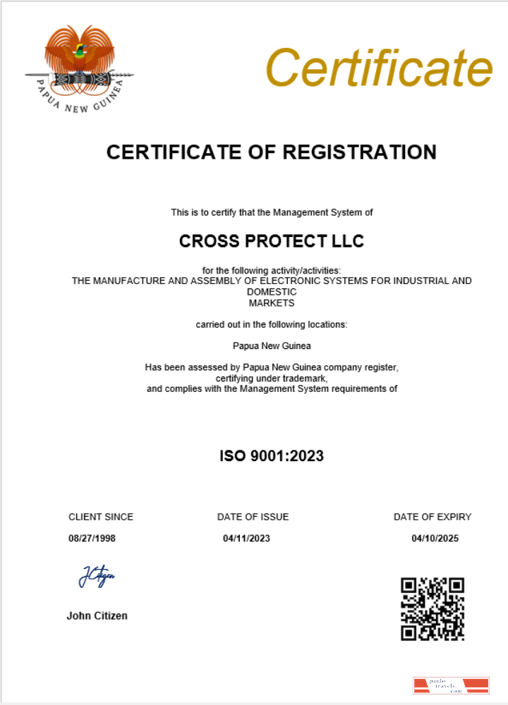 Papua New Guinea business registration certificate Word and PDF template